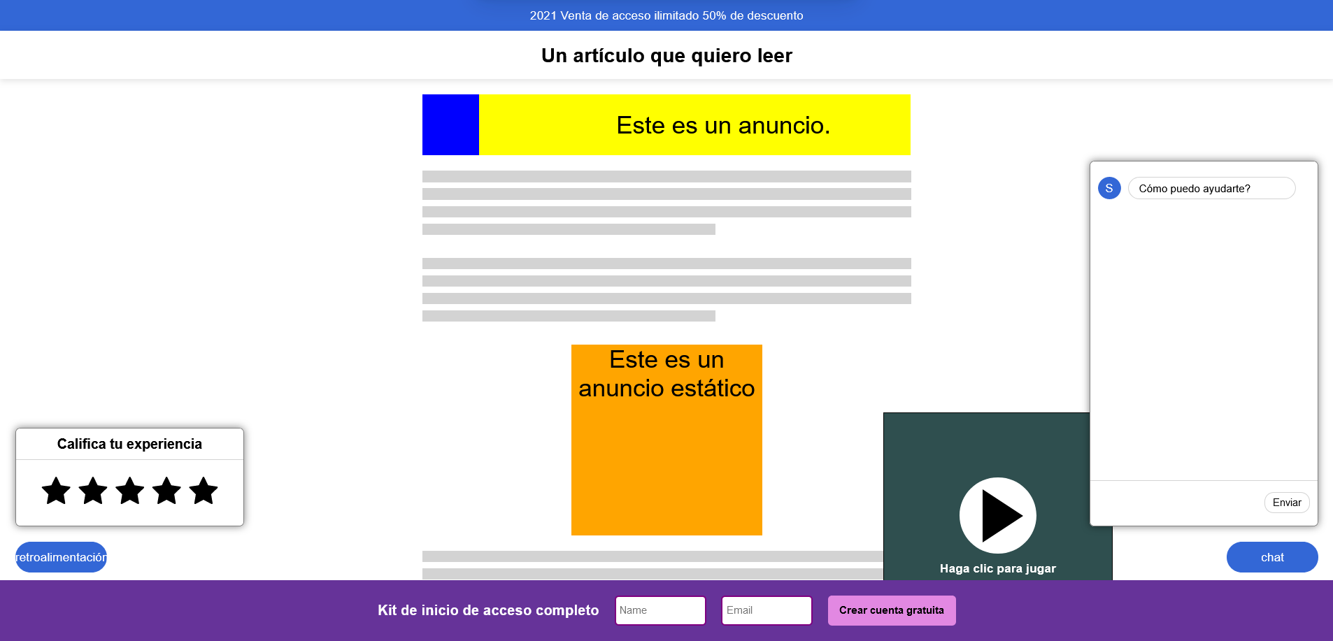 Captura de pantalla del recurso comentado donde se puede ver una web actual llena de publicidad e impedimentos para ser leída cómodamente